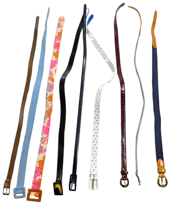 9 Vintage to Modern Belts incl Liz Claiborne & Emmanuel for Canada Belt Genuine Reptile Skin | 32" - 34" Long
