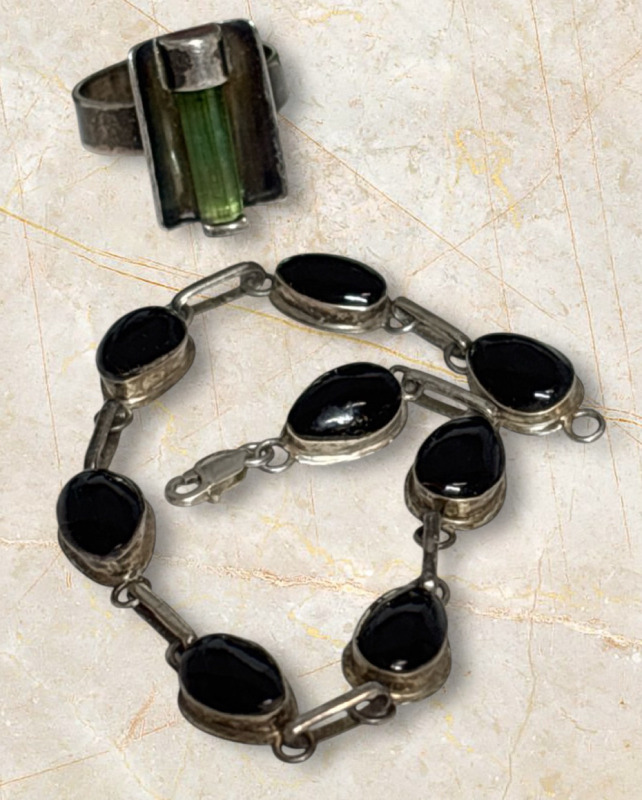 Sterling Silver 925 Black Onyx Line Bracelet