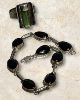 Sterling Silver 925 Black Onyx Line Bracelet