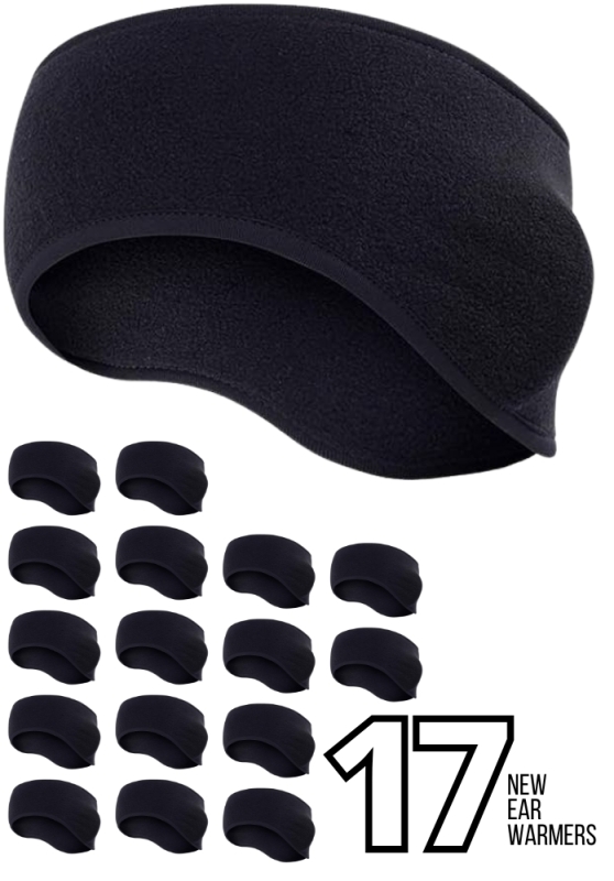 17 (Seventeen) New JoeYoung Black Fleece Headbands / Ear Warmers | Over $70 Value! | One Size Fits Most