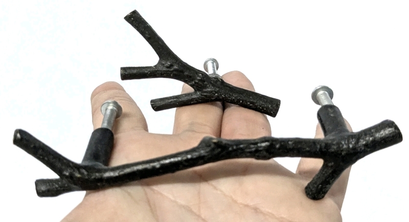 20 Long Copper Tone Branch-Shaped Drawer Pulls & 4 Smaller Stick-Shaped Drawer Pulls | 2.6" - 4.5" Long
