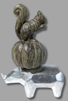Tessellated Rhino & Fall Squirrel on Pumpkin Figures | 6.5" - 10" Tall