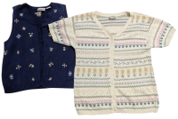 2 Vintage 100% Cotton Knitted Ladies Tops | Size Medium Northern Reflections Button-Up Sweater Vest | Oversized Size Small Cottage Cove Short-Sleeve Cardigan