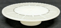 1960s - 70s Milk Glass Cake Stand with Gold Fleur de Lis & Dotted Patterns | 10.25" Diameter x 2 5" Tall