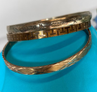 Three Signed Bangles With Etching