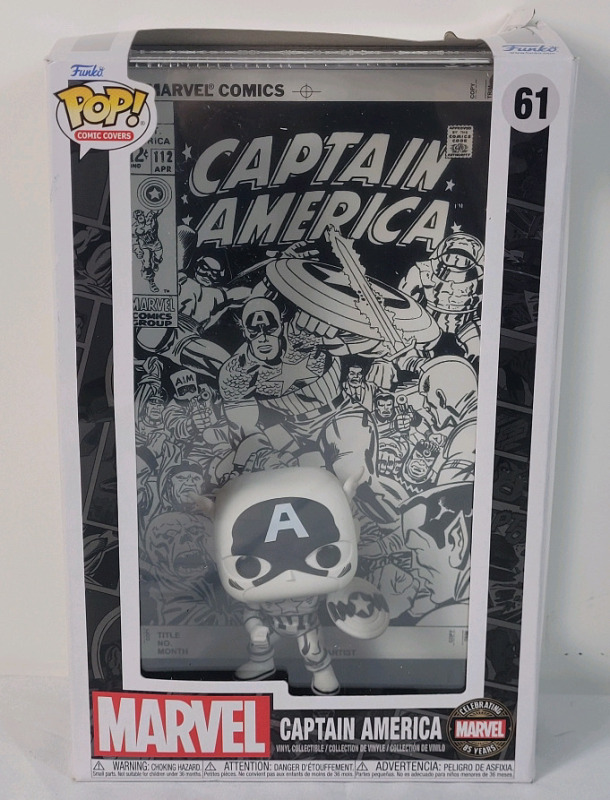New - Funko Pop! Comic Covers " Marvel : Captain America " , No. 61 . Box top has small bend/tear