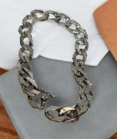 925 Sterling Silver Diamond & Solid Cut Bracelet Stamped