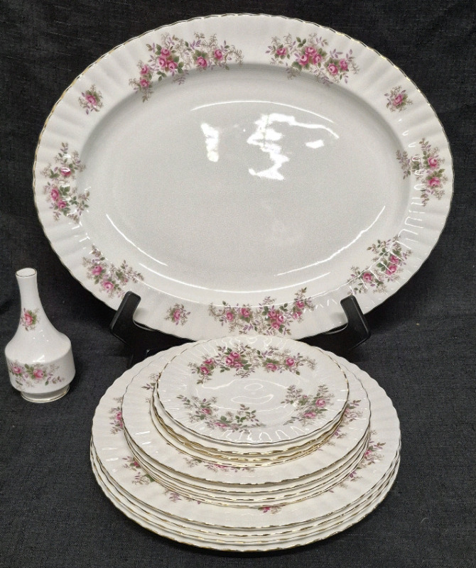 14 Royal Albert Lavender Rose's Dishes- Platter, Plates & Vase