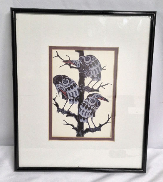 Framed Silkscreen Print "The Gathering Place" by Mark Henderson, B.C. Canada 10.5 by 12.5"