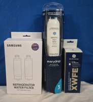 New Refrigerator Filter Replacement Lot | Samsung 2Pk Refrigerator Water Filter | Everydrop Refrigerator Ice & Water Filter | GE Appliances Refrigerator Water Filter XWFE