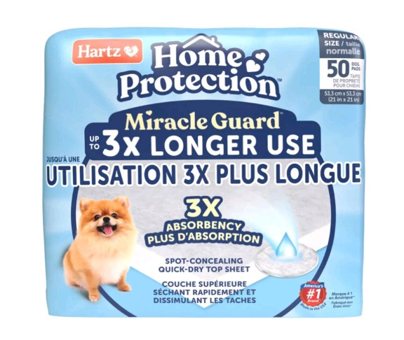 New | Hartz 50-Pack Regular Size 21" x 21" Home Protection Miracle Guard Dog Pee Pads W/ 3X Asorbency