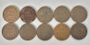 1920 - 1936 Canadian King George V One Cent Pennies . 1920 , 1928 , 1929 , 1931 , 1932 &times;2 , 1933 , 1934 , 1935 & 1936 . Ten (10) Coins