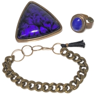 Gorgeous Copper & Copper Tone Jewelry: Large Lightweight Statement Brooch, Open-Back Ring | Bracelet 8" Long