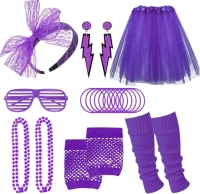New Teen/Adult Size Large | 80s Costume Set : Party Dress Up Tutu Skirt, D-Purple