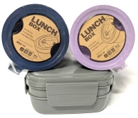2 New Wheat Fiber Microwaveable Lunch Box Bowls (850ml ea) & New 2-Tier 1900ml Bento Box with Utensils