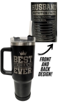 New Sandjest BEST HUSBAND EVER / HUSBAND NUTRITION FACTS 40oz Tumbler Cup with Lid, Silicone Bottom Cover, Straw & Straw Cleaner