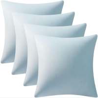 4 New Dezene 26x26 European-Style Soft Velvet Oversized Pillow Covers (Light Blue) | An $80 Retail Value!