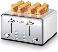 New GEEKCHEF 4-Slice 1550 Watt Toaster with Defrost, Bagel & Cancel Functions | GTS4B-1 | Retails for $150!