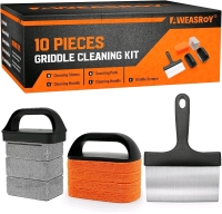 New - 10pc. Griddle Cleaning Kit for Blackstone, Flat Top Grill Cleaning Kit with Grill Stone, Griddle Scraper & Griddle Brush Easy to Remove Stain