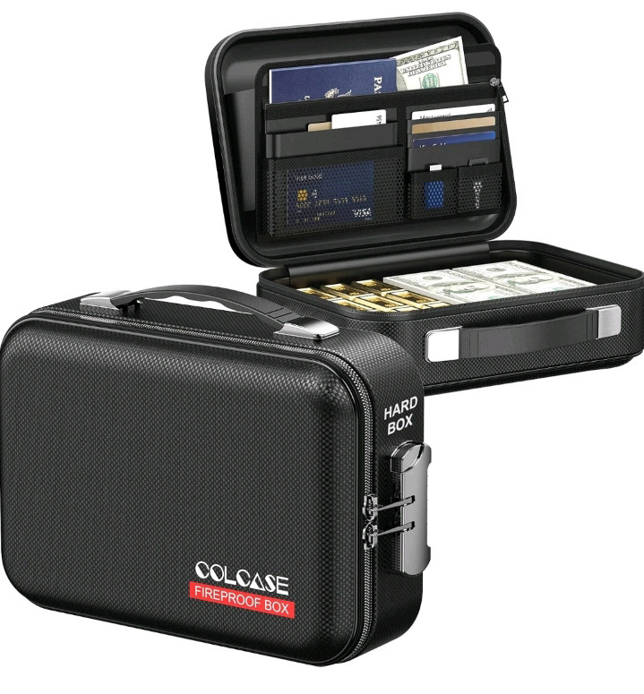 New | Colcase Portable Hard Fireproof Money Safe Box | * Retails For $120. 78 *