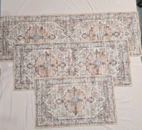 4 New | ( 3 ) Floral Themed Floor Mats Ranging In Size From 32" x 20" - 20" x 59" | & Platsic 5 Drawer Stackable Storage Rack For Clothes | Compact & Foldable