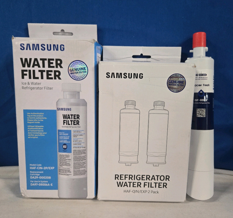 5 New | ( 4 ) Samsung Refrigerator Water Filters( 2 )HAF-CIN-2P/EXP & ( 2 ) HAF-QIN/EXP | Glacier Fresh Refrigerator Water Filter GF-009X