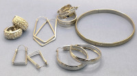 5 Pairs of Silver Tone Earrings + Bangle with Sparkle