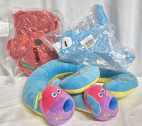 New Kid's Plush Toys & 2 New Travel Neck Rests
