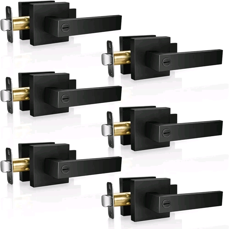 New - Onateel 6-Pack Modern Black Door Handles Privacy Door Levers | Retails for Over $100!