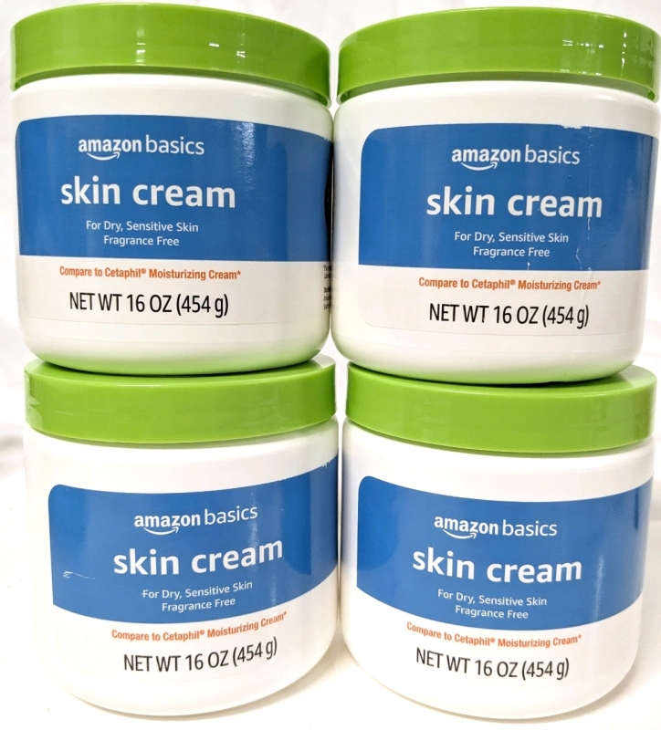 4 New Amazon Basics Skin Cream (Compare to Cetaphil Moisturizing Cream) | 454g ea | EXP 2027/15