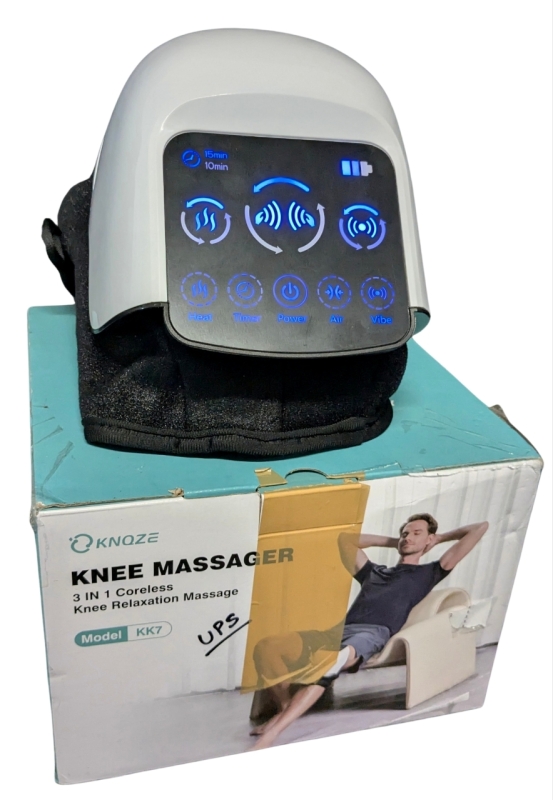 KNQZE Knee Massager 3 in 1 Cordless & Rechargeable Model Kk7 with 3 Levels of Intensity for Heat, Air Compression & Vibration