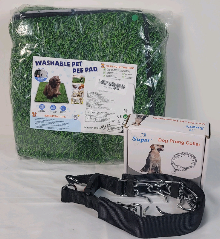 New - Washable Pet Pee Pad , Size Unknown & Supet Dog Prong Collar .