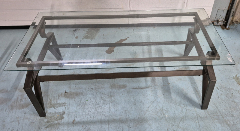 Glass Top Coffee Table - 48" L x 24" W x 18.5" H