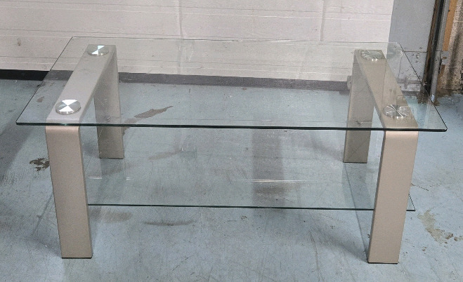 Glass 2 Tiered Coffee Table 40" x 20" x 17" | * No Chips Or Cracks