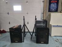 Set Of 5 | Yamaha EA Speakers | Includes ( 2 )500W S15E Speaker Systems W/ Speaker Stands | & EMX312SC Powered Mixer * Tested For Power *