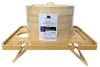New 10 inch 2-Tier Bamboo Steamer Basket Set with 2 Pairs of Chopsticks, 1 Sauce Dish & 20 Disposable Liners + Foldable Bamboo Picnic Table with 4 Wine Glass Holders (15.75" x 12.25" x 5.75" Tall)