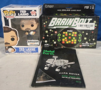 3 New | Funko Pop #1573 Ted Lasso Vinyl Figure | Metal Earth Mars Rover Steel Model Kit * No Glue Required * | Brainbolt The Blazing Fast Light Up Memory Game