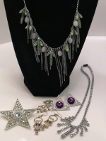 Mixed Bling Jewelry - Brooch, Earrings, Necklace