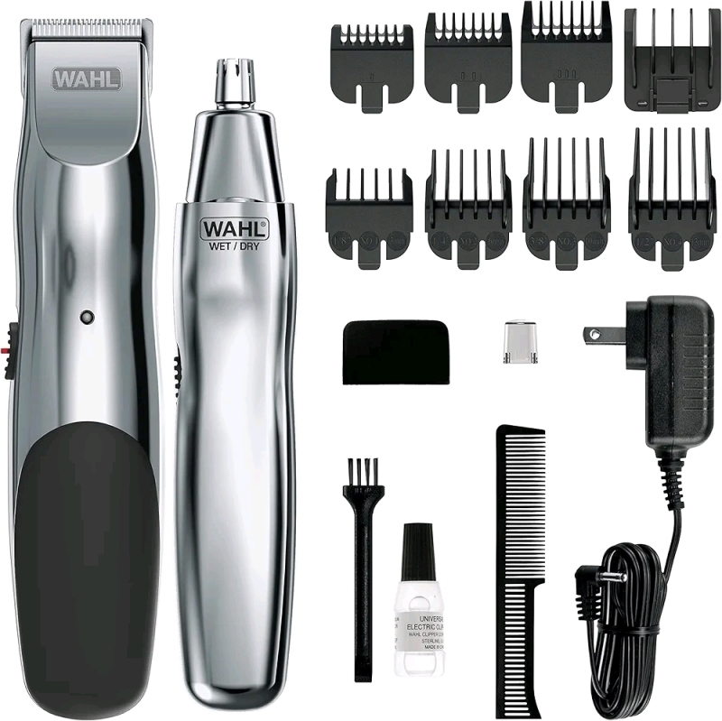 New - Wahl Groomsman Rechargeable Beard Trimmer kit . Mustaches, Nose Hair, and Light Detailing and Grooming with Bonus Wet/Dry Battery Nose Trimmer &ndash; Model 5622