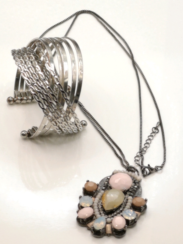 Chunky Cuff Bracelet with Statement Necklace