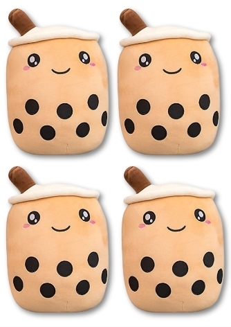 4 (Four) New Genchi Boba Bubble Tea Plush Pillow Plushie | 24cm ea