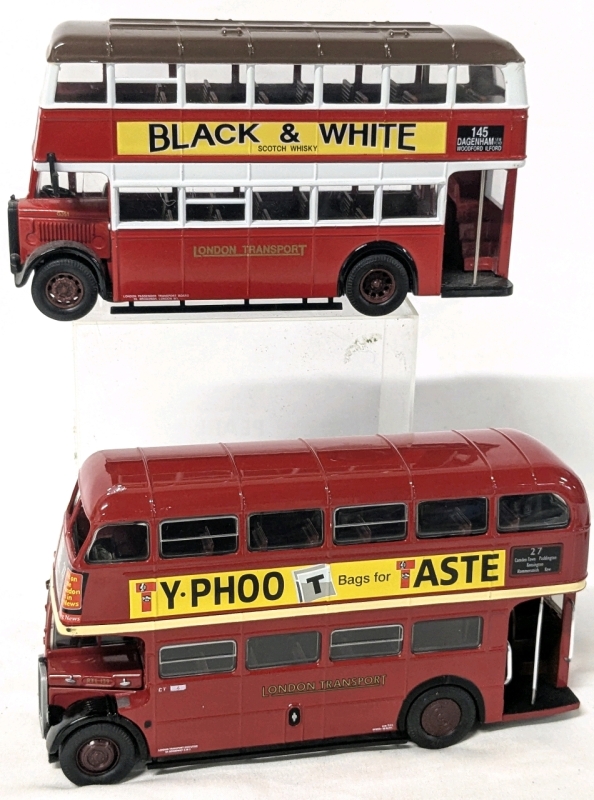 2 CORGI 1:50 Diecast London Transport Double Decker Buses : #27 Hammersmith Bdy, #145 Dagenham New Road | 3.5" Tall