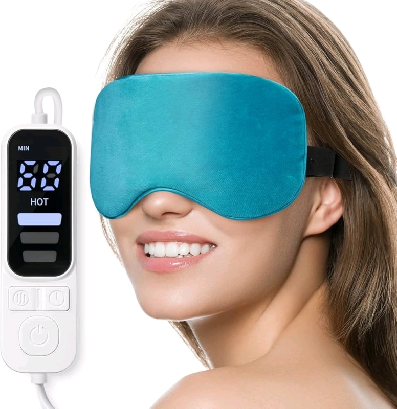 New Ezona Heated Eye Mask, Warm Eye Compress Mask for Dry Eyes with Temperature & Timer Control, Made with Flax & Lavender