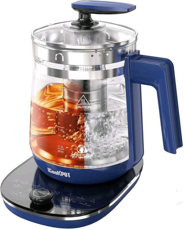 New ICookPot 10-in-1 Multifunctional 1.5L Glass Electric Kettle with Tea Infuser, PreSets for Teas, Noodles+ | YSH15(55)AJ