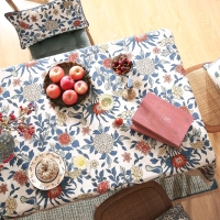 New 63" x 102" PATDREA Designer Vintage Farmhouse-Style Linen Tablecloth with Leaves and Flowers for Rectangular Tables | Retails for Over $50!