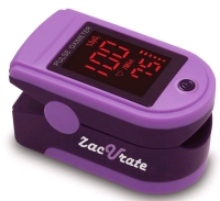 New ZacUrate 500DL Purple Finger Pulse Oximeter with Silicone Case, Cord & 2 AAA Batteries