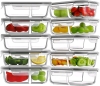 New - HOMBERKING 10-Pack 2-Compartment Glass Meal Containers . Food Storage Containers with Lids, Airtight Glass Lunch Bento Boxes (10 lids & 10 Containers)