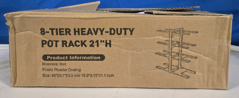 New | 8-Tier Iron Heavy-Duty Pot Rack 21" Tall | 19" x 8⅛" x 21"
