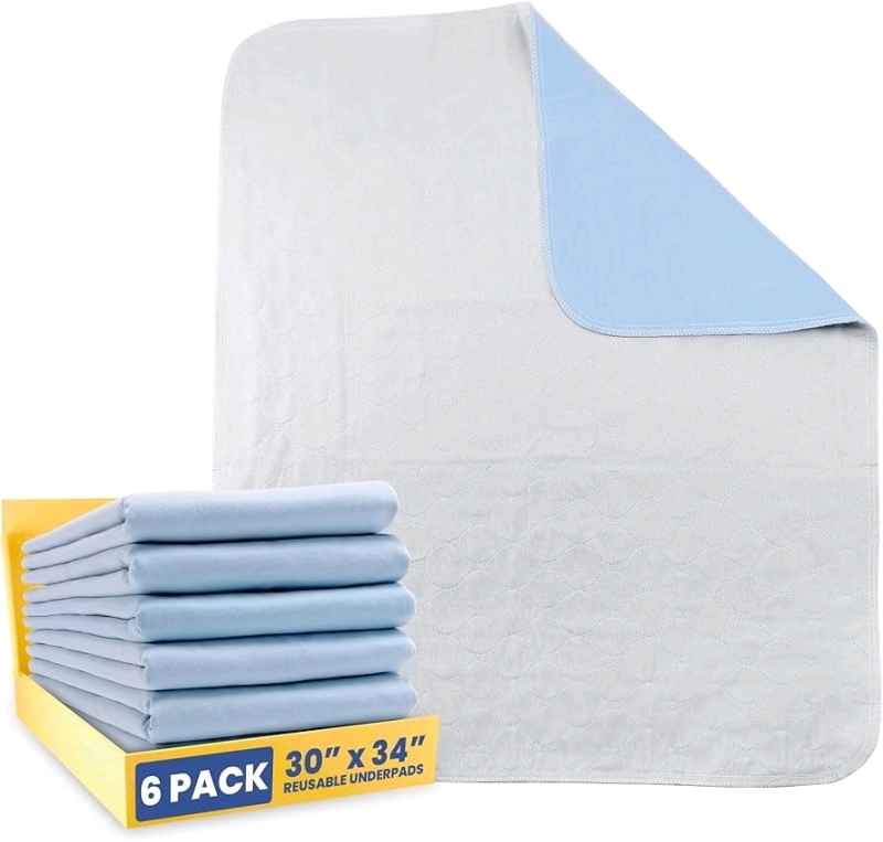 6 New Asani Reusable Underpads, Incontinence Bed Pads for Adults, Kids & Pets 30&rdquo; x 34&rdquo; | Retails for Over $50