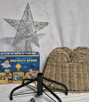 New Christmas Lot - Kids Nativity Scene Craft, Star Tree Topper, Tree Stand & Tree Stand Cover